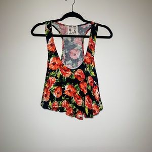 PPLA Red Floral Crop Top- L